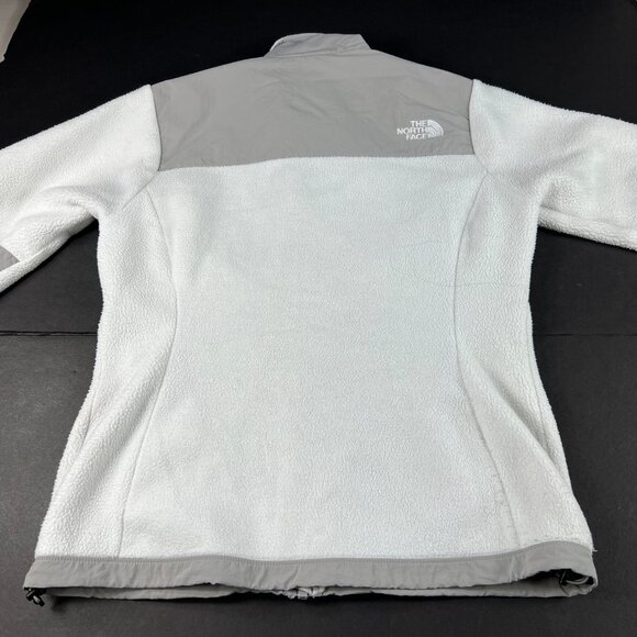 The North Face TNF Denali Jacket Women Small Grey White Polortec Full Zip Fleece - Picture 12 of 16